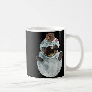 Caneca De Café Marmota Astronauta Sentado Lua Roedores Espaciais