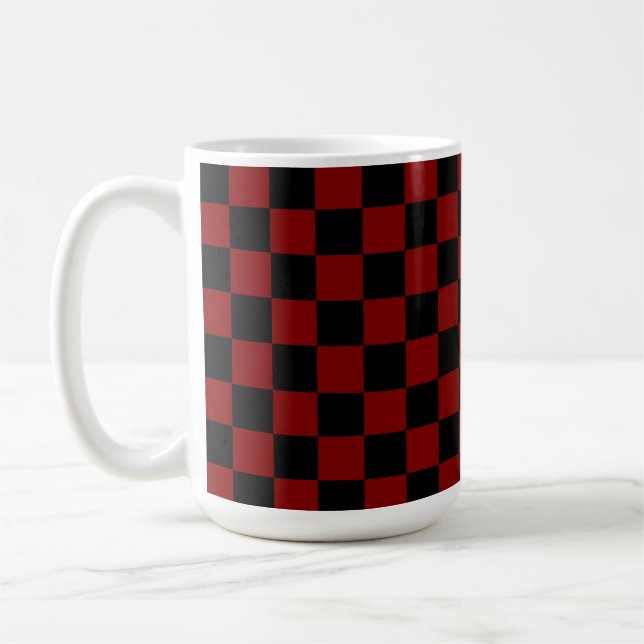 Caneca De Café Maroon e Black Checkage (Esquerda)