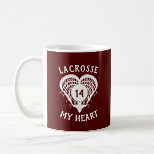 Caneca De Café Maroon Lacrosse Meu Coração