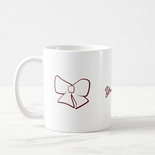 Caneca De Café Maroon Ribbon Aesettic Name (Esquerda)