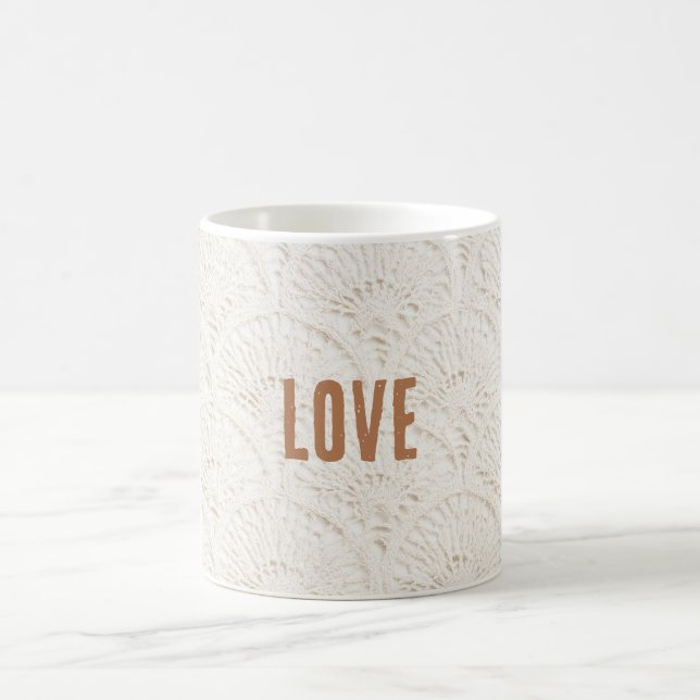 Caneca De Café Marrom Creme Boho Boêmio   (Centro)