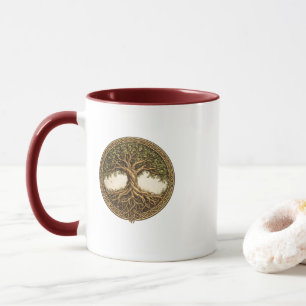 Caneca de Café Marrom de Duas Cores da Árvore da V