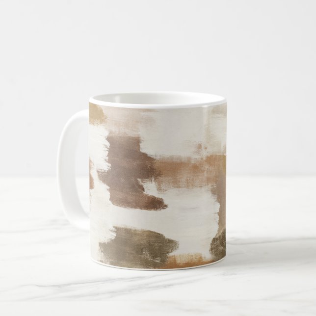Caneca De Café Marrom Marfim Bege Creme Abstrato (Frente Esquerda)