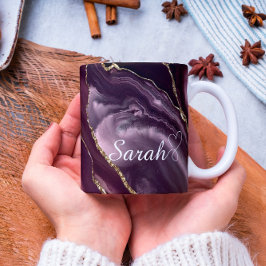 Caneca De Café Marrom personalizado de luxo e Dourada Marble Mug