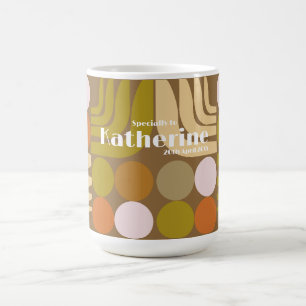 Caneca De Café Marrom Verde Laranja Boêmio