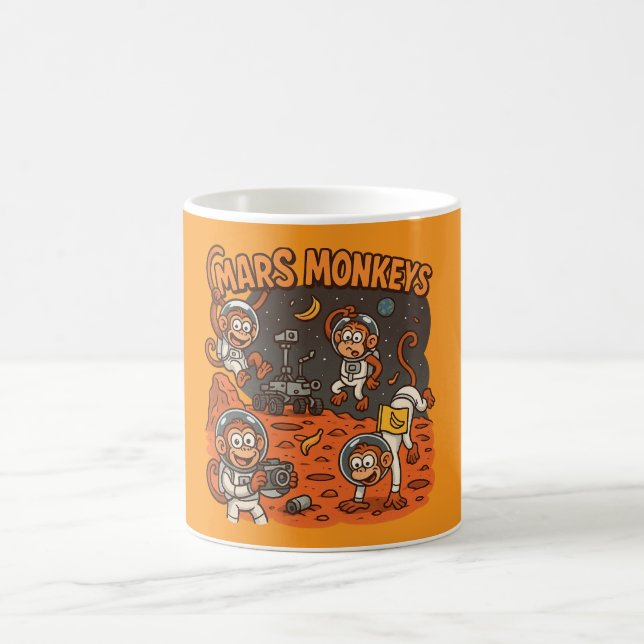 Caneca De Café Mars Monkeys animal engraçado (Centro)