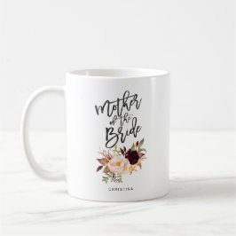 Caneca De Café Marsala burgundy Mãe Floral da noiva