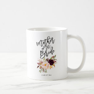 Caneca De Café Marsala burgundy Mãe Floral da noiva