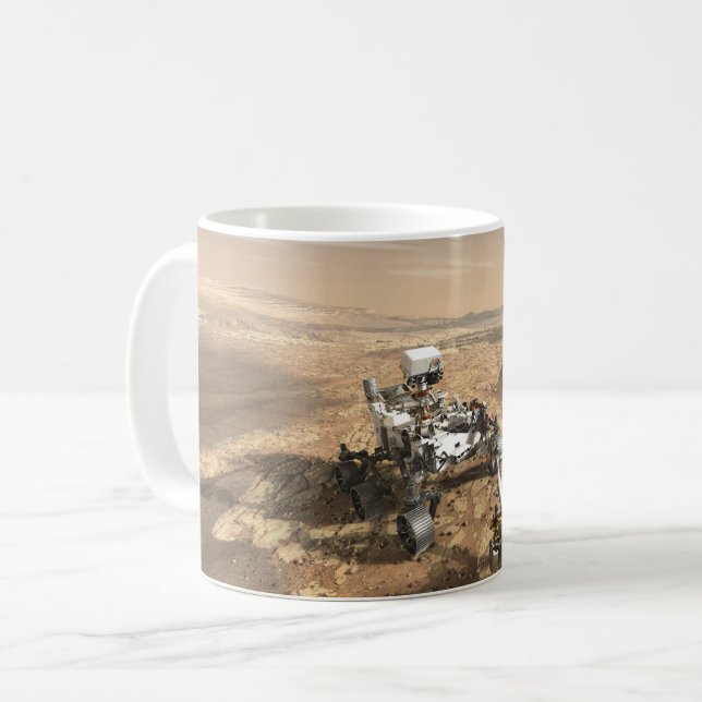 Caneca De Café Marte 2020 Rover Na Superfície De Marte. (Frente Esquerda)