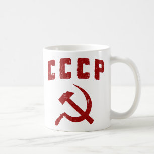 Caneca De Café martelo e foice de URSS do vintage do cccp