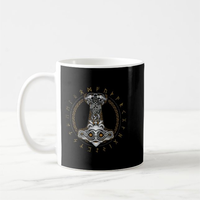 Caneca De Café Martelo Viking de thor E Runa (Esquerda)