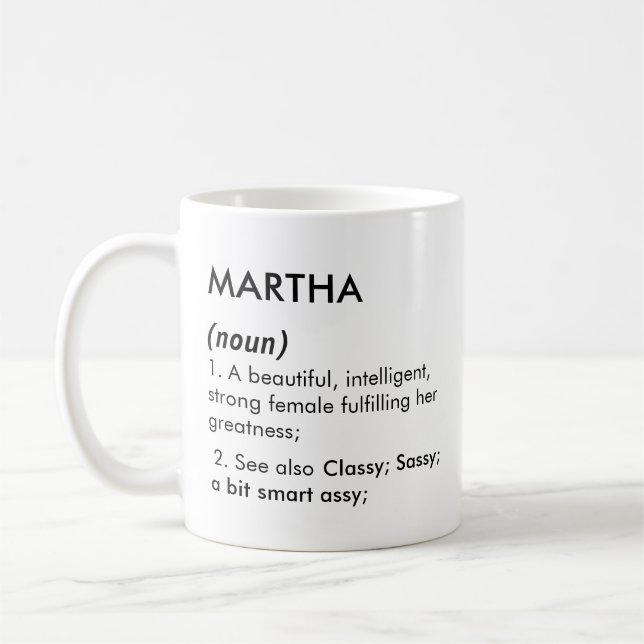 Caneca De Café Martha name, Editable name, Custom name (Esquerda)