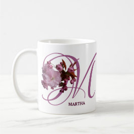 Caneca De Café Martha personalizável nome rosa rosa rosa flores d