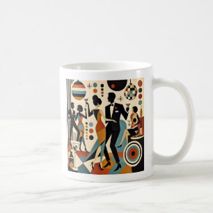 Caneca De Café Martínis Jazzy Abstratos e Festa de Coquetel Danç