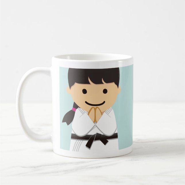 Caneca De Café Martial Arts Black Belt Girl (Esquerda)