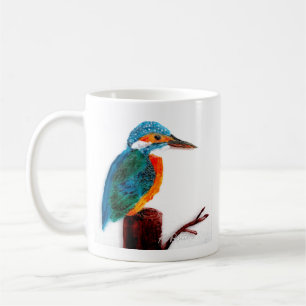 Caneca De Café Martinho pescatore colorido da arte do pássaro