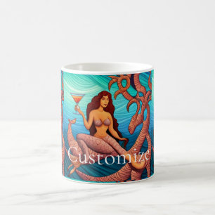 Caneca De Café Martini Mermaid Thunder_Cove de cabelos longos