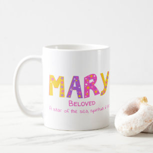 Caneca De Café Mary dá nome a estrelas de flores roxas cor-de-ros