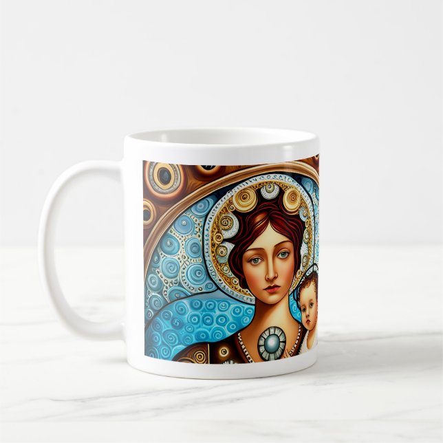 Caneca De Café Mary e Jesus Art e citação (Esquerda)