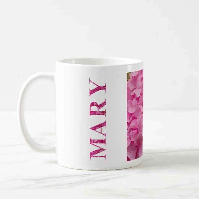 Caneca De Café Mary, Hidrangea Floral Personalizada Rosa (Esquerda)