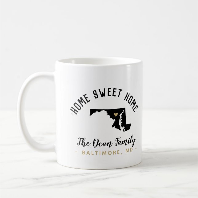 Caneca De Café Maryland Home Sweet Home Family Monograma Mug (Esquerda)