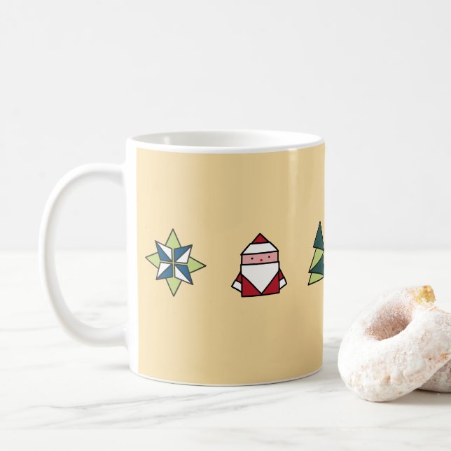 Caneca De Café Marzipan Origami Natal (Com Donut)