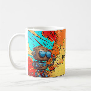 Caneca De Café Mas Primeiro, Café! Explosão de Cartoon Robot