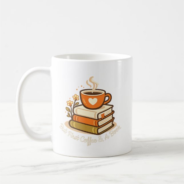 Caneca De Café Mas Primeiro Café & Uma Camisa De Livro | Presente (Esquerda)