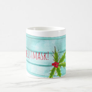 Caneca De Café Máscara azul de máscara de Natal feliz