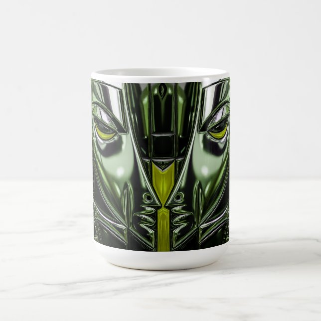 Caneca De Café Máscara Cibernética Esmeralda   (Centro)