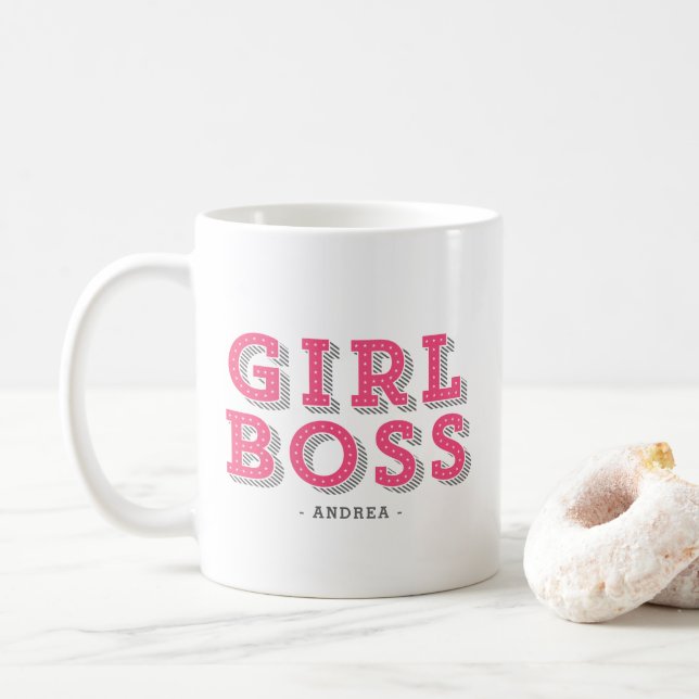 Caneca De Café Máscara de Chefão Rosa Quente Personalizada (Com Donut)