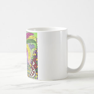 Caneca De Café Máscara de Pena Mardi Gras Psicodélica