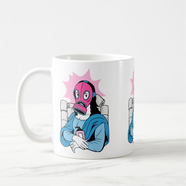 Caneca De Café máscara de rosto vívido mona lisa engraçada (Esquerda)