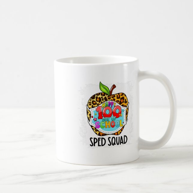 Caneca De Café Máscara Facial Dia 100 Feliz Equipe Ed Sped Escola (Direita)