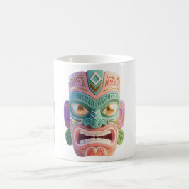 Caneca De Café Máscara Tiki de Arte Pop Moderno