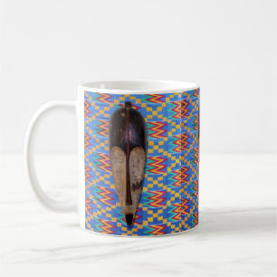 Caneca De Café Máscara Tribal Azul Amarelo Kente Café Mug