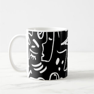 Caneca De Café Máscaras Abstrato Faces: Padrão Geométrico