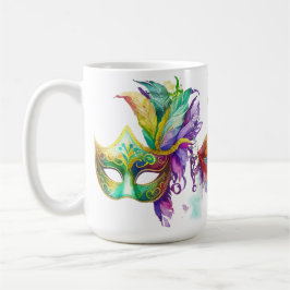 CANECA DE CAFÉ MÁSCARAS COLORIDAS DE MARDI GRAS