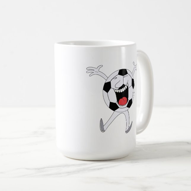 Caneca De Café Mascote Bola de Futebol Risonha (Frente Esquerda)
