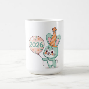 Caneca De Café Mascote Coelho Chibi Kawaii Segurando Balões de 20