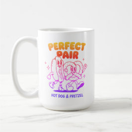 Caneca De Café Mascote de Cachorro Quente e Pretzel Vintage - Ret