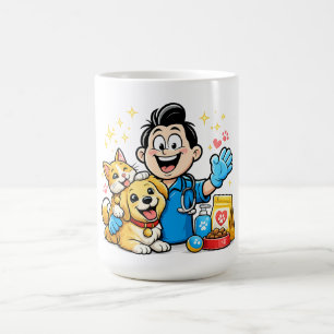 Caneca De Café Mascote de Cuidados Felizes com Animais Desenho An