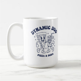 Caneca De Café Mascote "Duo Dinâmico" da Retro Pizza e Soda Vinta