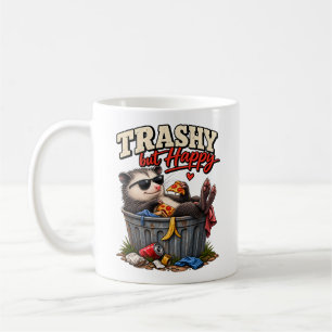 Caneca De Café Mascote Engraçado de Guaxinim Feliz e Sem Vergonha