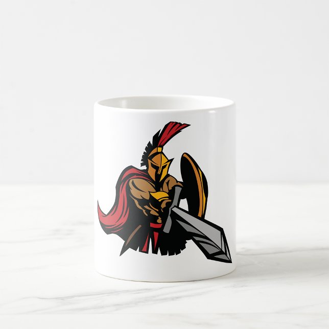 Caneca De Café Mascote Guerreiro Espartano Vermelho e Dourado Ous (Criador carregado)