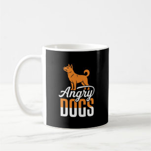 Caneca De Café Mascote Vetor Cães Irritados