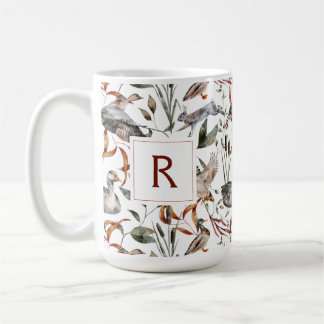 Caneca De Café Masculina Caça Pato Queda Folhagem Monograma Café