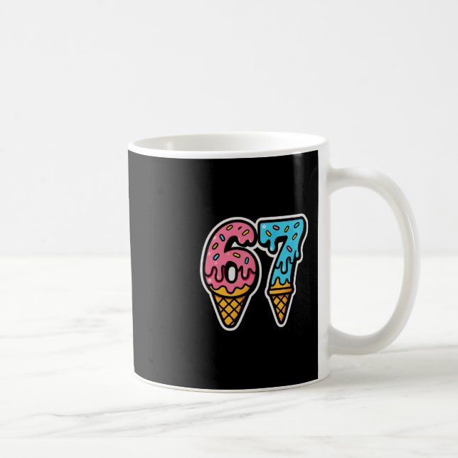 Caneca De Café Mason 67 Ice Cream Cute Meme Six Seven  (Direita)