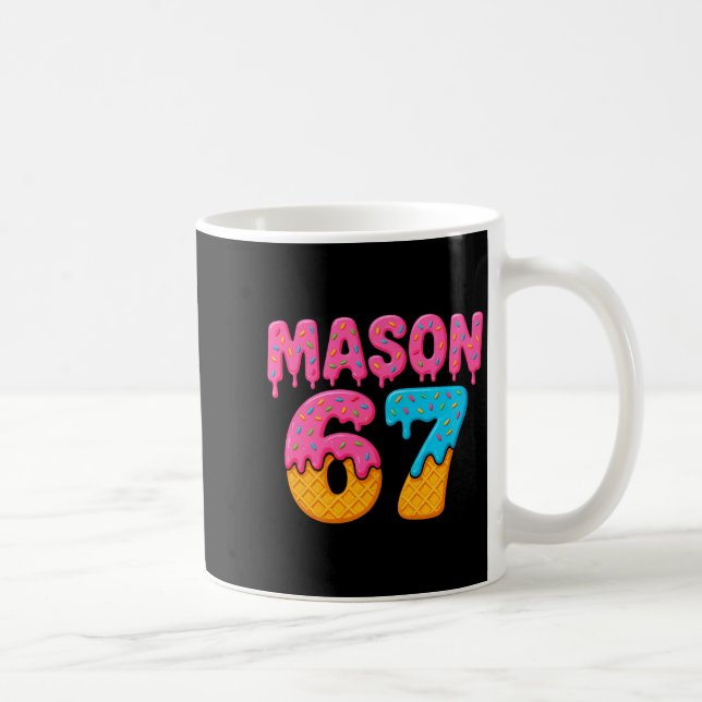 Caneca De Café Mason 67 meme de sorvete engraçado seis sete mason (Direita)