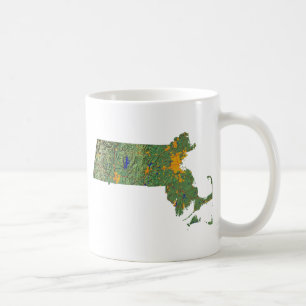 Caneca De Café Massachusetts Flag + Map Mug